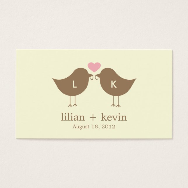 Märkre som gynnar monogram fågelbröllop - sent visitkort (Framsidan)
