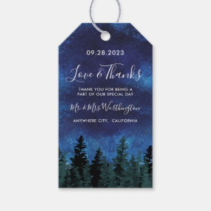 Märkre som gynnar Rustic Wedding- gräs Träd Waterc Presentetikett