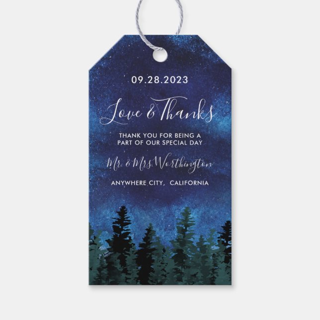 Märkre som gynnar Rustic Wedding- gräs Träd Waterc Presentetikett (Framsidan)