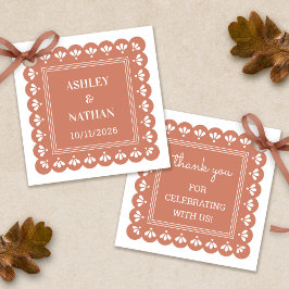 Märkre som gynnar Terra Cotta Autumn Wedding Favor Gåvor Etiketter