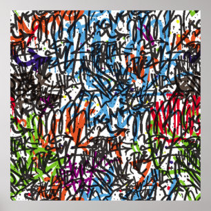 märkre sömlös mönster. Graffiti-bakgrund.art,pat Poster