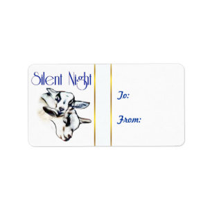 Märkre Sticker i Tyst Natt Baby Goats julklapp Adressetikett