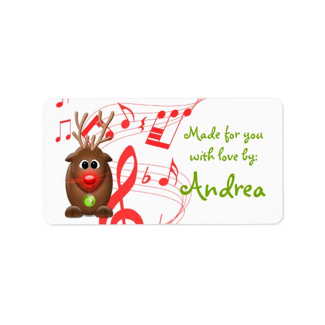Märkre Sticker Julafton Reindeer Gift Adressetikett (Framsidan)