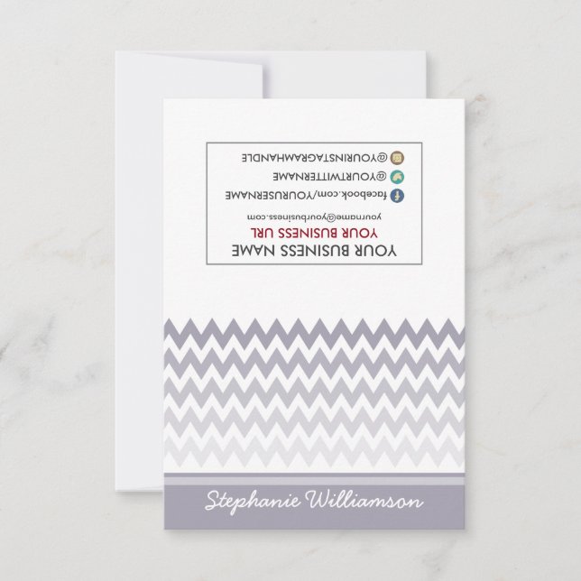 MÄRKRE Stylist Ombre Chevron Notecards (grått) Anteckningskort (Framsida)