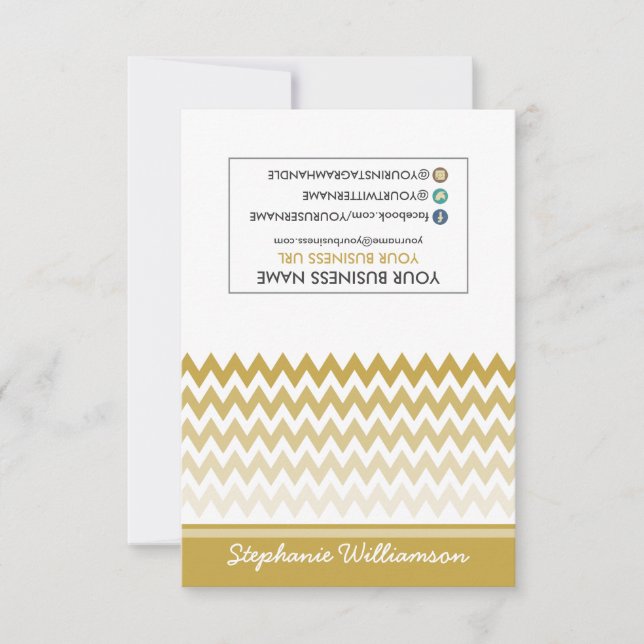 MÄRKRE Stylist Ombre Chevron Notecards (guld) (Framsida)