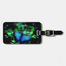 Märkren för blåttfjärilsbagage med läder fäster