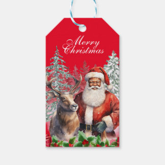 Märkrn African American Santa Gift Presentetikett