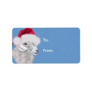 Märkrn Angora Santa Goat jul Gift Adressetikett