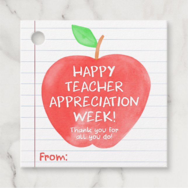 Märkrn Apple för Tack för lärarbedömning Gåvor Etiketter (Framsida)