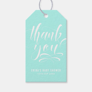 Märkrn Aqua Blue Tack Hand Lettering Script Gift Presentetikett