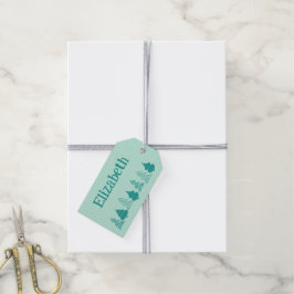 Märkrn Aqua Helgdag Träd Gift Presentetikett