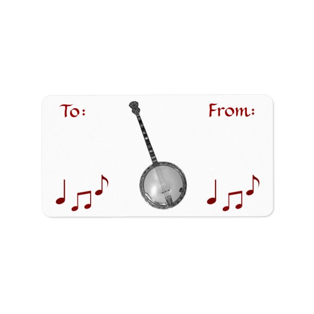 Märkrn Banjo & Notes Gift Sticker Adressetikett (Framsidan)