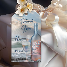 Märkrn Beach och Vin Wedding Favor Tack Gift Presentetikett