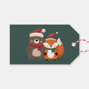 Märkrn Bear and Fox-julgåva Presentetikett