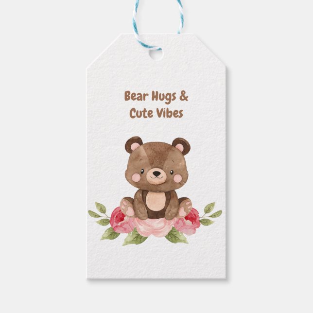 Märkrn Bear-y Hugs och Cute Vibes Gift Presentetikett (Framsidan)