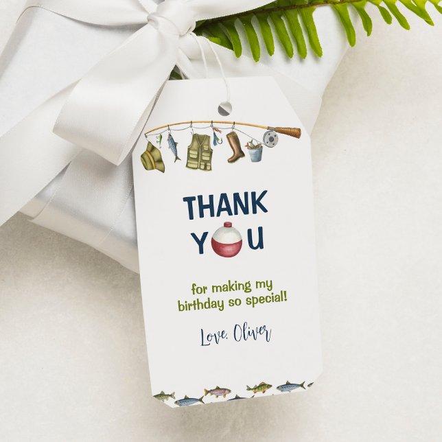 Märkrn Big One Fishing Birthday Tack Presentetikett (Skapare uppladdad)