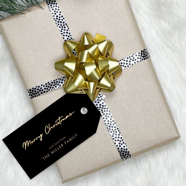 Märkrn Black Faux Guld - minimalistisk Elegant Gif Presentetikett (Black Faux Gold Minimalist Elegant Gift Tag)