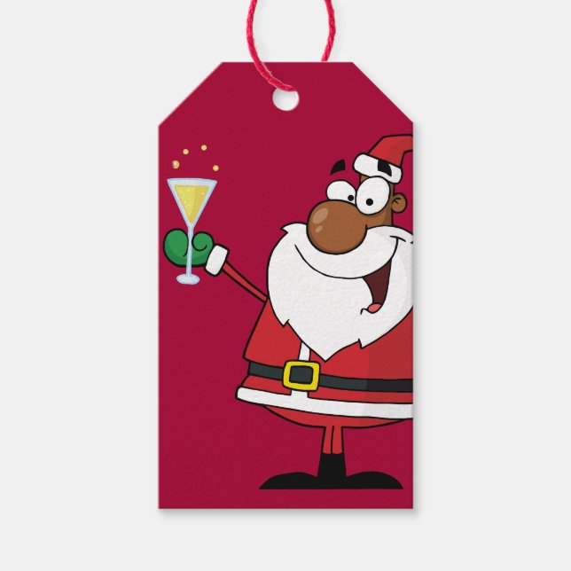 Märkrn Black Santa Helgdag Toast Papper Gift Presentetikett (Framsidan)