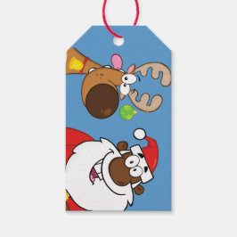 Märkrn Black Santa & Reindeer Papper Gift Presentetikett