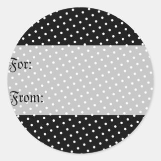 Märkrn Black & White Polka dots Gift Runt Klistermärke