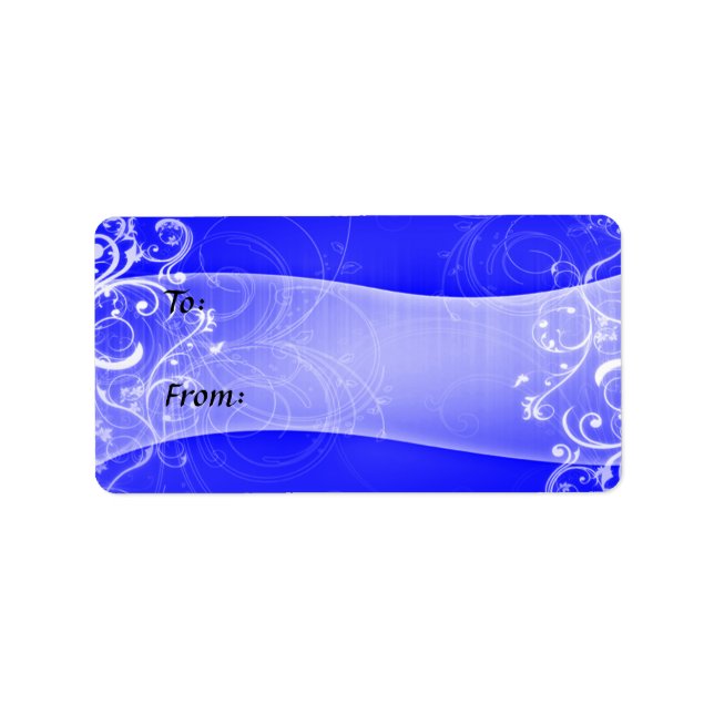 Märkrn Blåskalig Blommigt Swirl Gift Adressetikett (Framsidan)