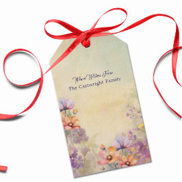 Märkrn blommigt Gift | Elegantens vattenfärgsbild Presentetikett