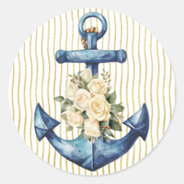 Märkrn Blue Anchor Gift Runt Klistermärke