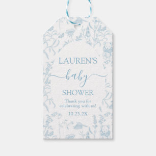 Märkrn Blue Toile Bear Baby Shower Boy Gift Presentetikett