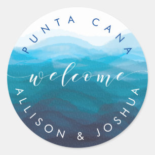 Märkrn Blue Vågar Welcome Sticker (blått välkomst Runt Klistermärke