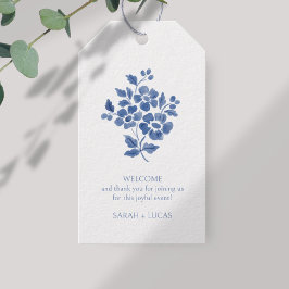 Märkrn Blue & White Monogram Bröllop Gift Presentetikett