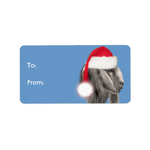 Märkrn Boer Buck Goat Santa Goat jul Gift Adressetikett