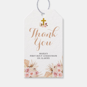 Märkrn Boho Pampas First Heliga Communion Tack Presentetikett