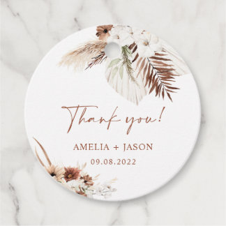 Märkrn Boho Pampas Terracotta Wedding Favor Gåvor Etiketter