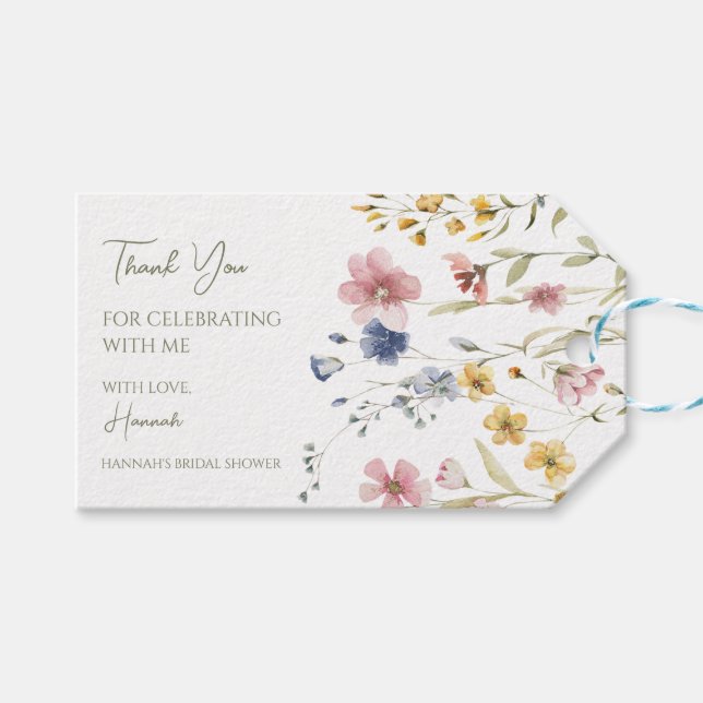 Märkrn Boho Wildbloms Party Favor Presentetikett (Framsidan (Horisontell))