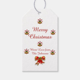 Märkrn Bows och Klockor God jul Gift Presentetikett