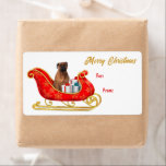 Märkrn Bullmastiff Hund jul Sleigh Gift Fraktsedel<br><div class="desc">På dessa söt Helgdag- och presentklistermärken sitter en Bullmastiff-hund i ett dekorativt glatt av söt och guld. Förutom hund är paket bundet med färgstarka bögar. Skripttexten i guld vid högerna säger "GOD JUL" och anpassningsbarna är röd. Perfekt till din julklapp paket! Det finns många fler häckar av bilder och produkter...</div>