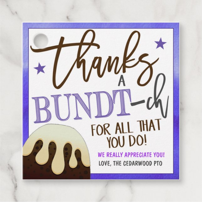 Märkrn Bundt Cake Gift Gåvor Etiketter (Framsida)