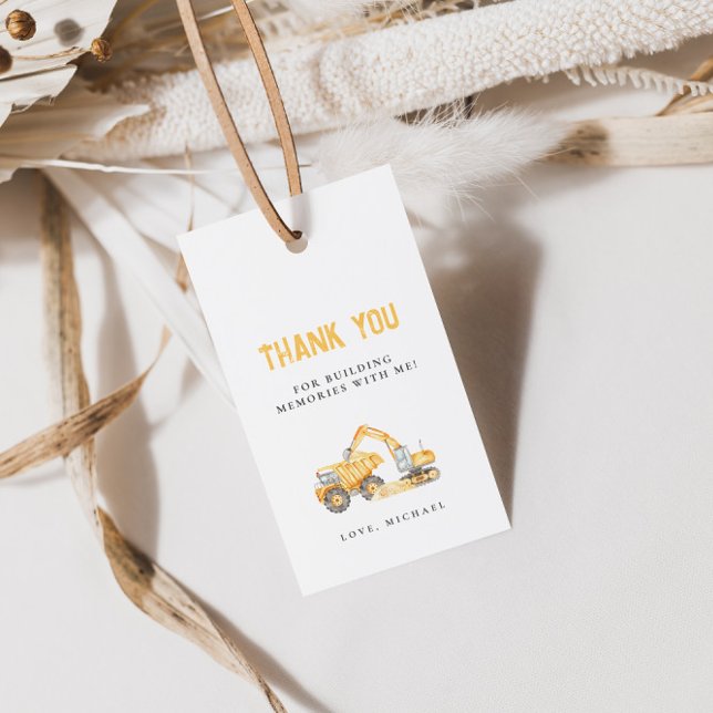 Märkrn Bygge Lastbilar Birthday Gift Presentetikett (Skapare uppladdad)