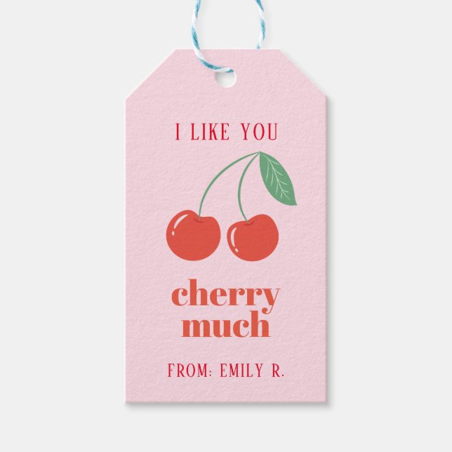 Märkrn Cherry Gift- på Classroom Valentine Day Presentetikett (Framsidan)