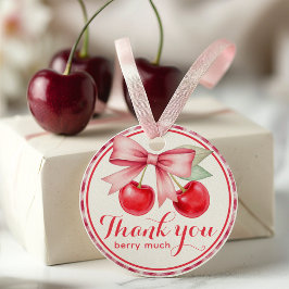 Märkrn Cherry Rosa Bow Tack Favor Gift Gåvor Etiketter