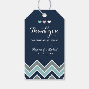 Märkrn Chevron Mönster Navy Blue Möhippa Gift  Presentetikett
