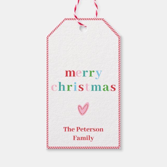 Märkrn Colorful Candy cane jul Gift Presentetikett (Framsidan)