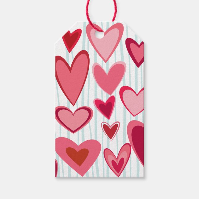 Märkrn Colorful Hand plockade Hearts Gift Presentetikett (Framsidan)