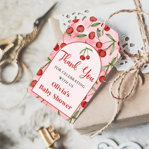 Märkrn Coquette Red Cherry Baby Shower Gift Presentetikett