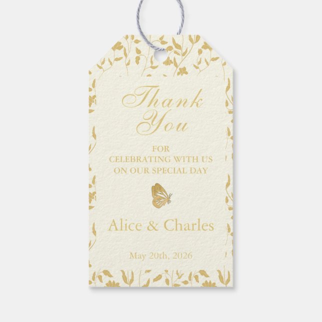 Märkrn Cream Tack Wedding Favor Presentetikett (Baksidan)