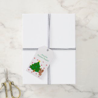 Märkrn Cute jul Reindeer Red Rudolph Träd Gift Presentetikett