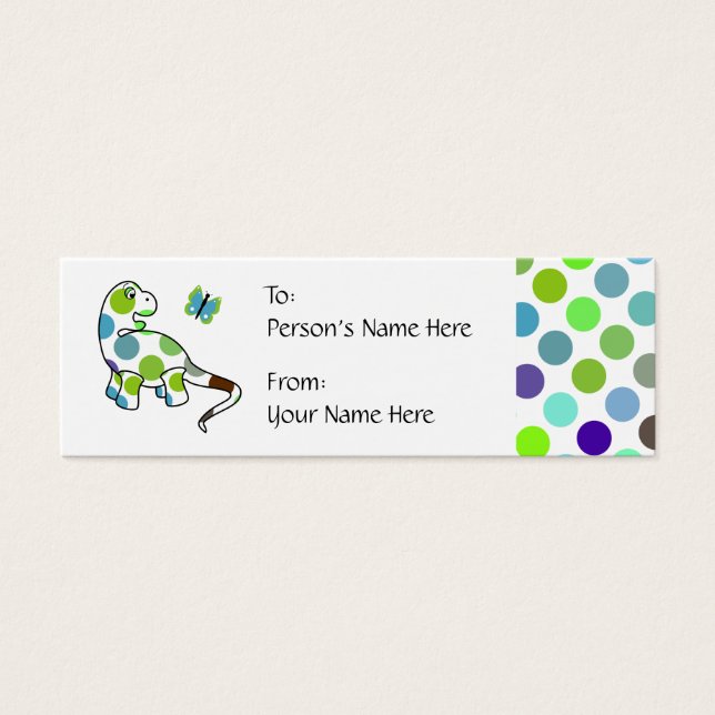 Märkrn Cute Polka Dot Dinosaur Gift Litet Visitkort (Framsidan)