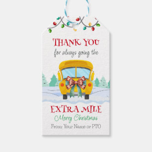 Märkrn Cute Tack jultomte Buss Driver Gift Presentetikett