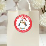 Märkrn Cute Watercolor jul Penguin Gift Runt Klistermärke<br><div class="desc">Julpenguin och snöflingor till och från personligens märkre-klistermärken.</div>