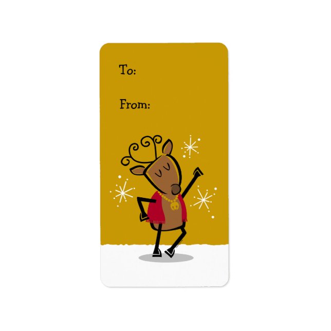 Märkrn Dancer Reindeer Gift etikett Adressetikett (Framsidan)